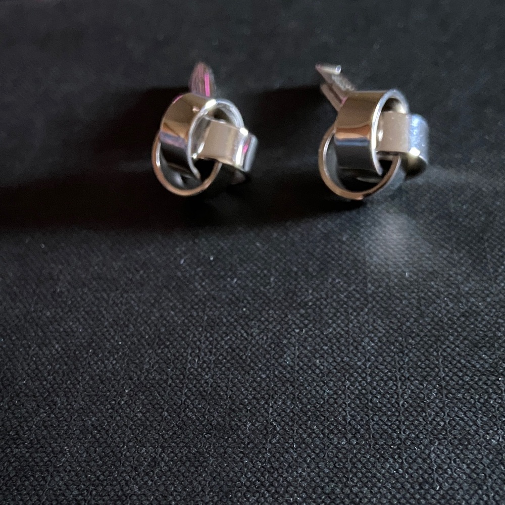 MCM Mid Century Modern Silver tone Knot cufflinks cuff links men’s steel 3-D new